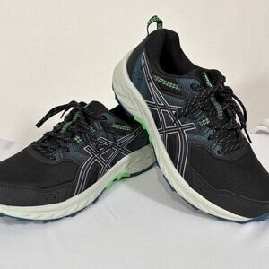ASICS Running Shoes Womens 8.5 GEL-Venture 9 Black Blue Lace Up Trainer Sneakers
